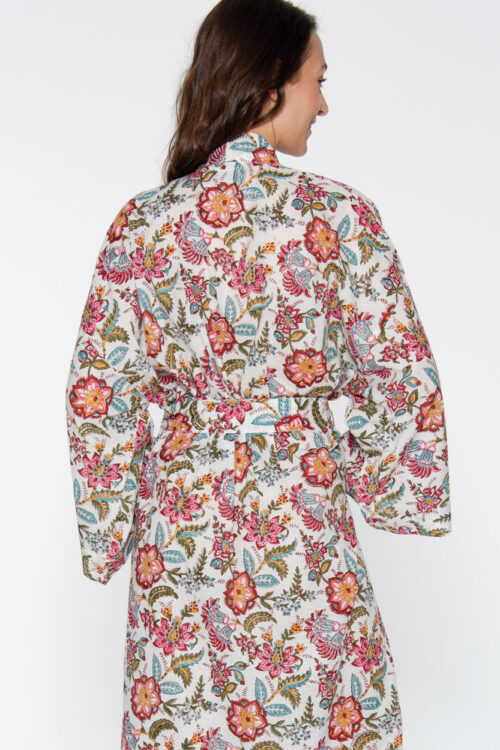 Reva White Floral Kimono Robe