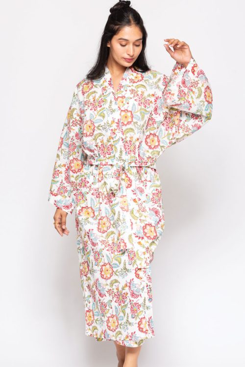 Reva Block Print Kimono Robe