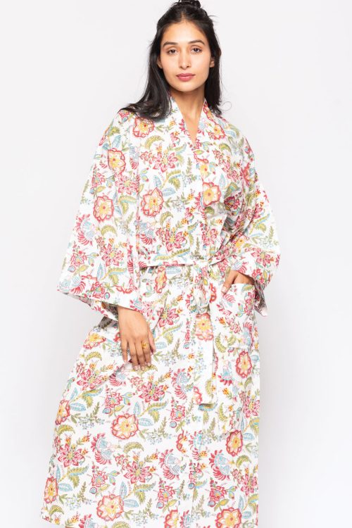 Reva Block Print Kimono Robe