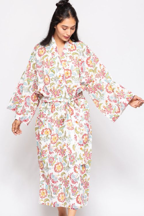 Reva Block Print Kimono Robe