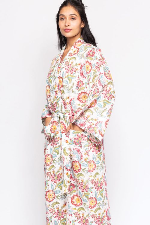 Reva Block Print Kimono Robe