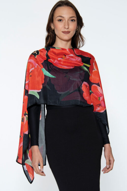 Samiya Red Poppies Print Scarf