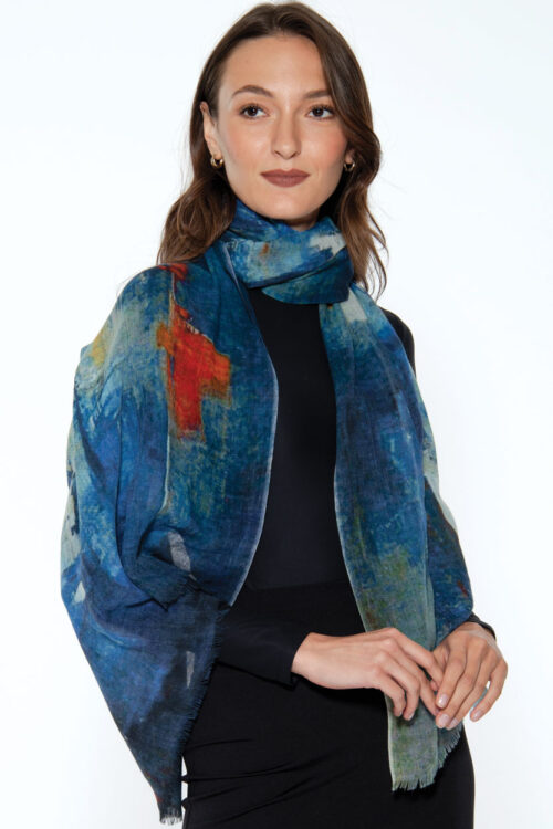 Amiya Navy Blue Wool Shawl