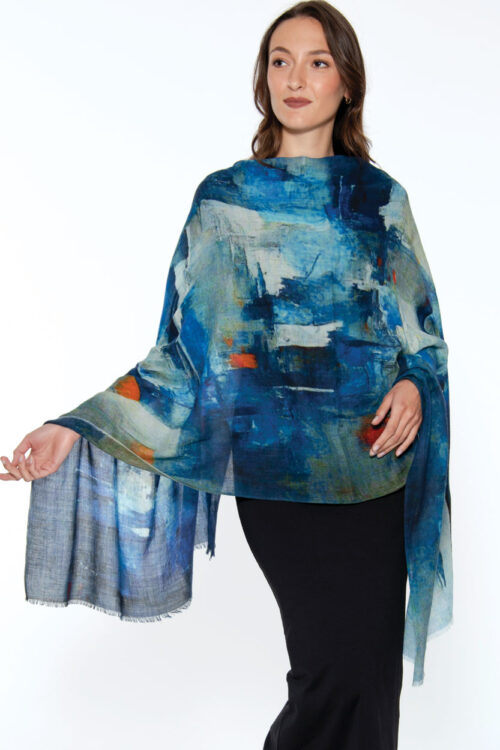 Amiya Navy Blue Wool Shawl