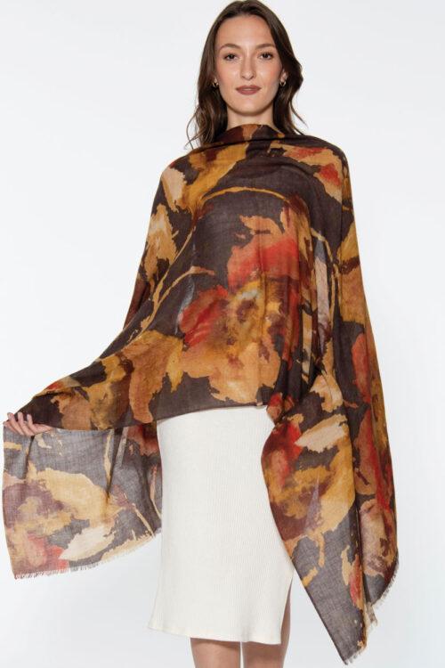 Amiya Autumn Leaves Wool Shawl