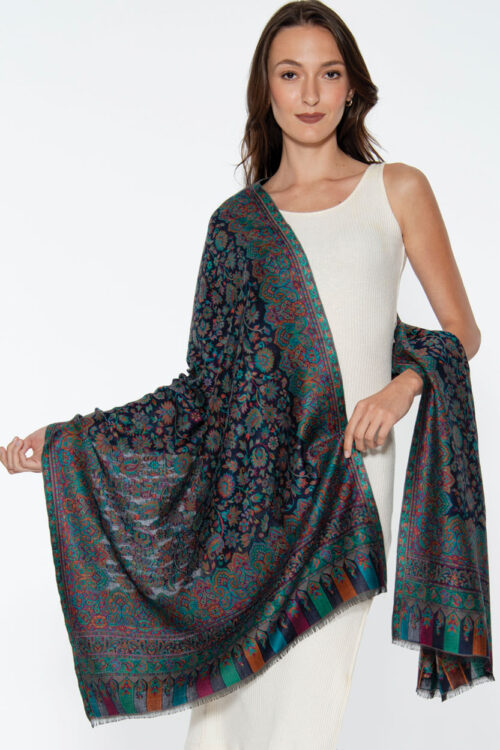 Blue Jacquard Shawl