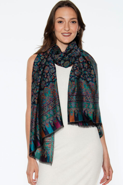 Blue Jacquard Shawl