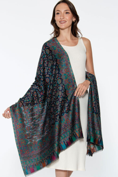 Blue Jacquard Shawl