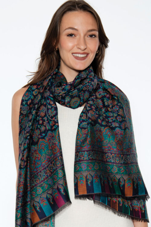 Blue Jacquard Shawl