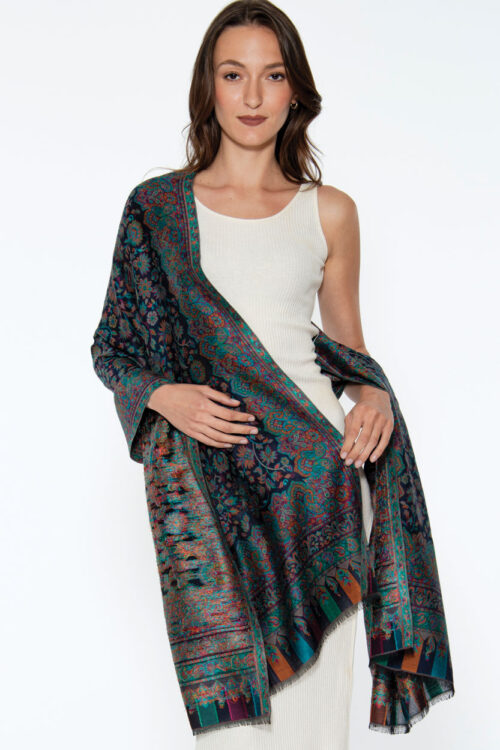 Blue Jacquard Shawl