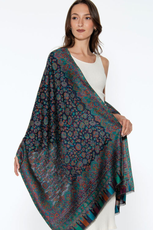 Blue Jacquard Shawl