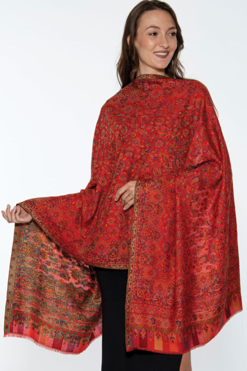 Red Jacquard Shawl