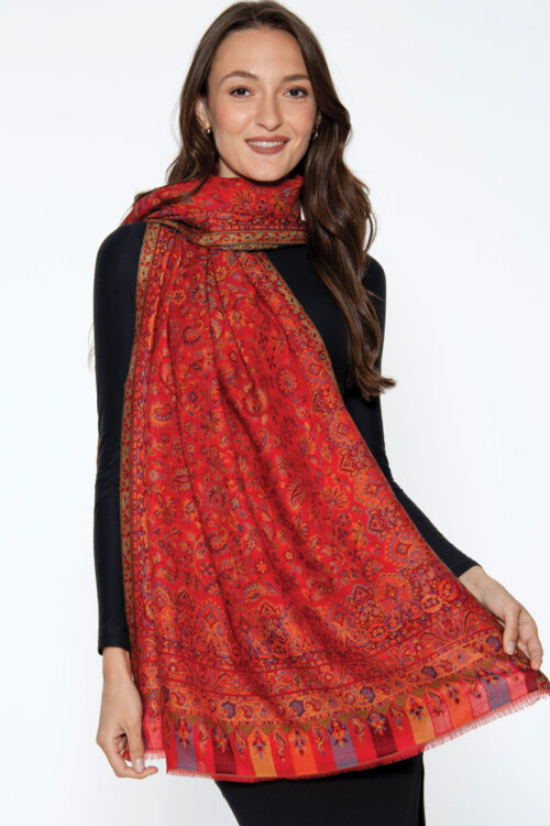 Red Jacquard Shawl