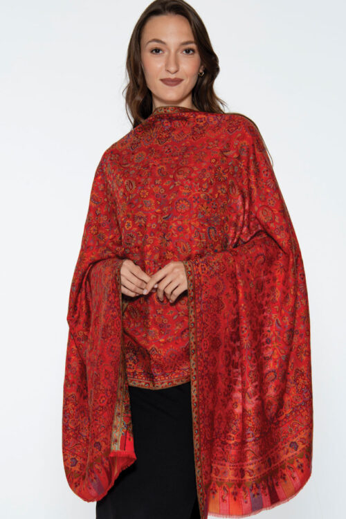 Red Jacquard Shawl