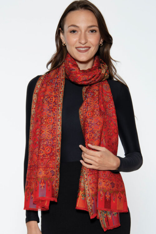 Red Jacquard Shawl