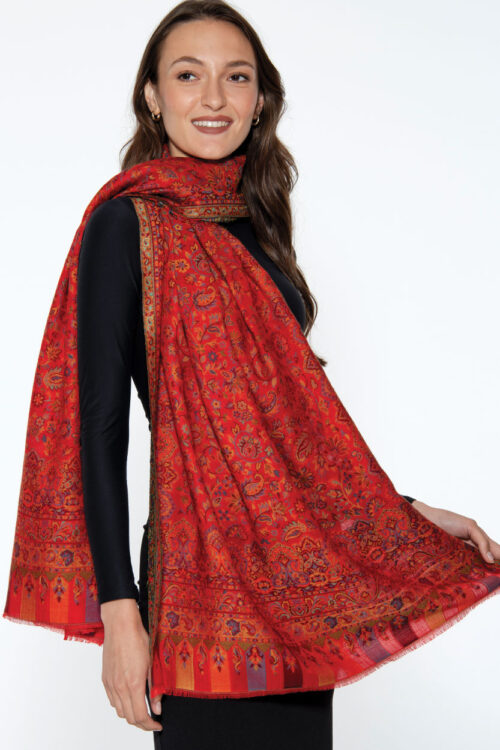 Red Jacquard Shawl