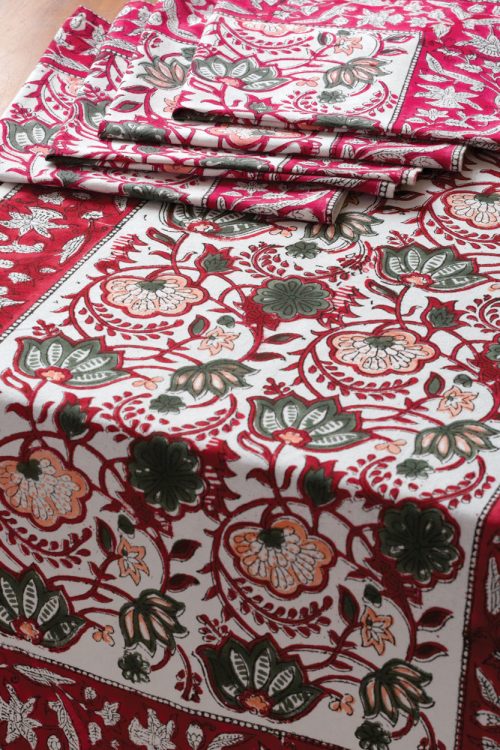 Red Floral Table Runner