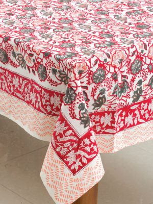 Red Floral Tablecloth