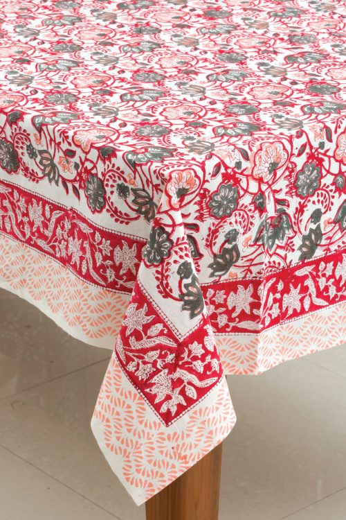 Red Floral Tablecloth