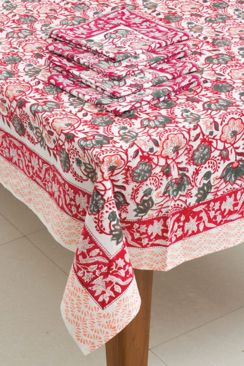 Red Floral Tablecloth