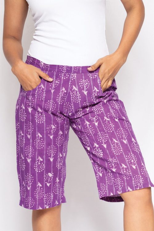 Purple Cotton Shorts