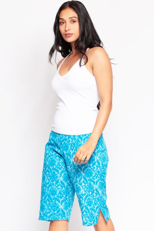 Turquoise Cotton Shorts