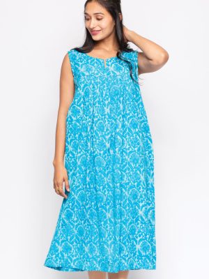 Manisha Turquoise Cotton Dress