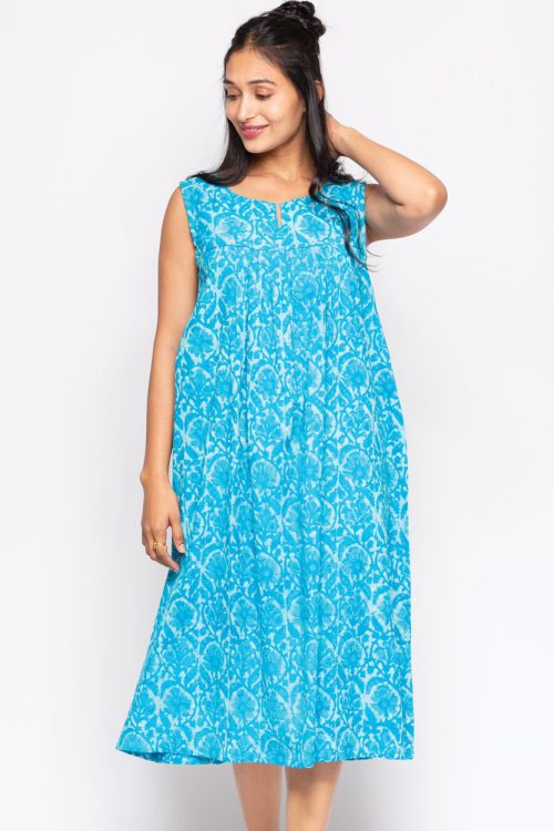 Manisha Turquoise Cotton Dress