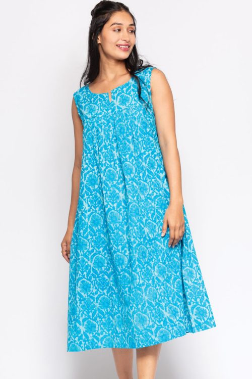 Manisha Turquoise Cotton Dress