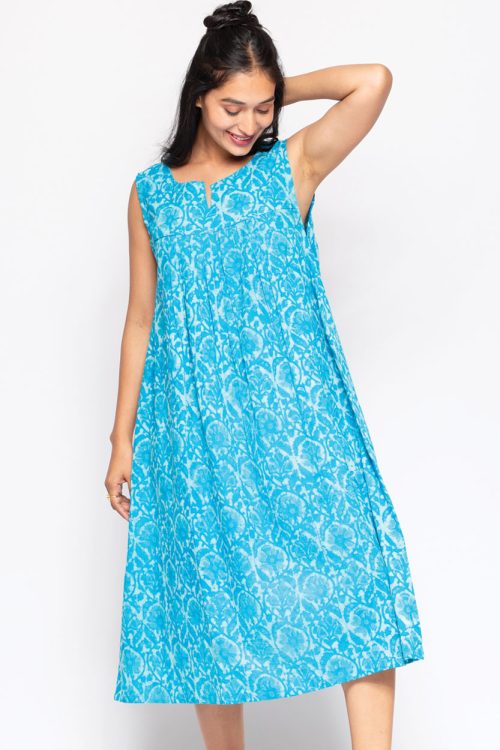 Manisha Turquoise Cotton Dress