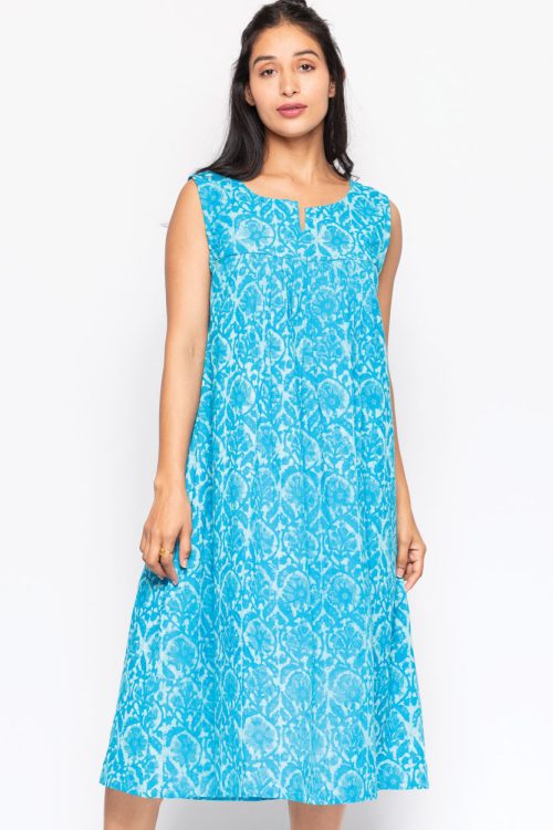 Manisha Turquoise Cotton Dress