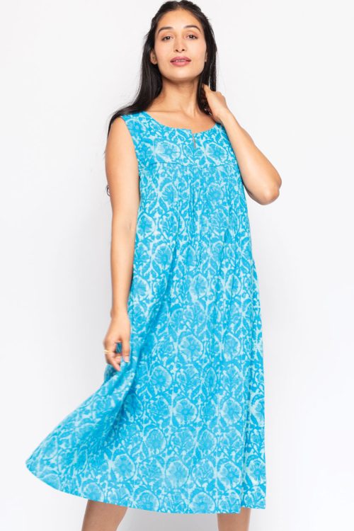 Manisha Turquoise Cotton Dress