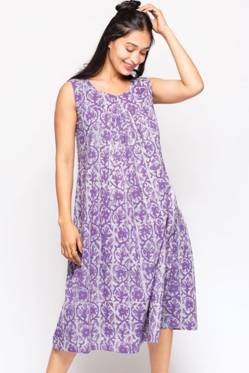 Manisha Purple Cotton Dress