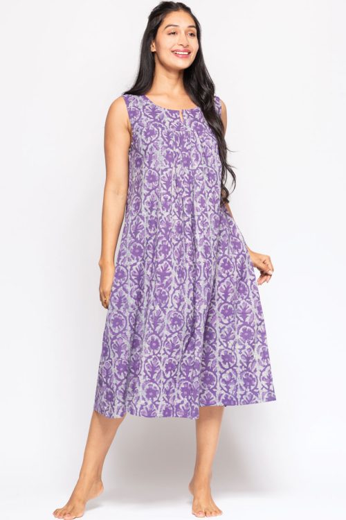 Manisha Purple Cotton Dress