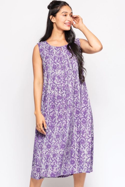 Manisha Purple Cotton Dress