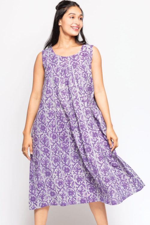 Manisha Purple Cotton Dress