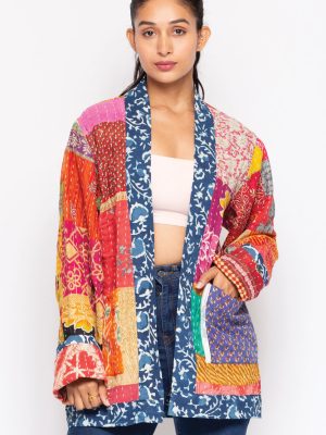 Reversible Kantha Quilted Sari Jacket