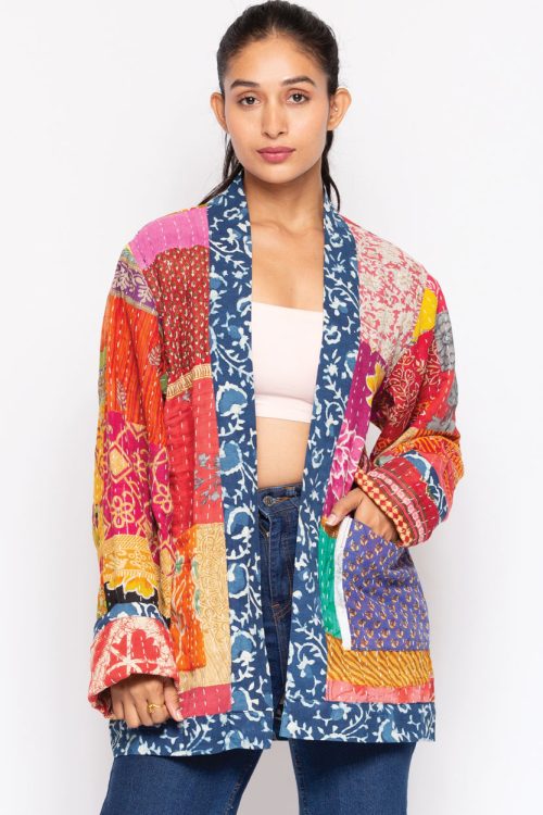 Reversible Kantha Quilted Sari Jacket