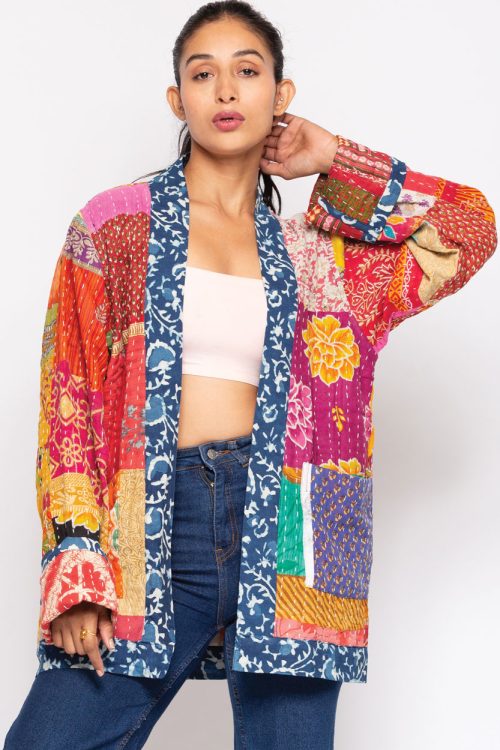 Reversible Kantha Quilted Sari Jacket