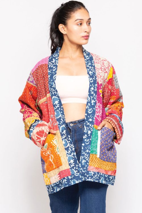 Reversible Kantha Quilted Sari Jacket