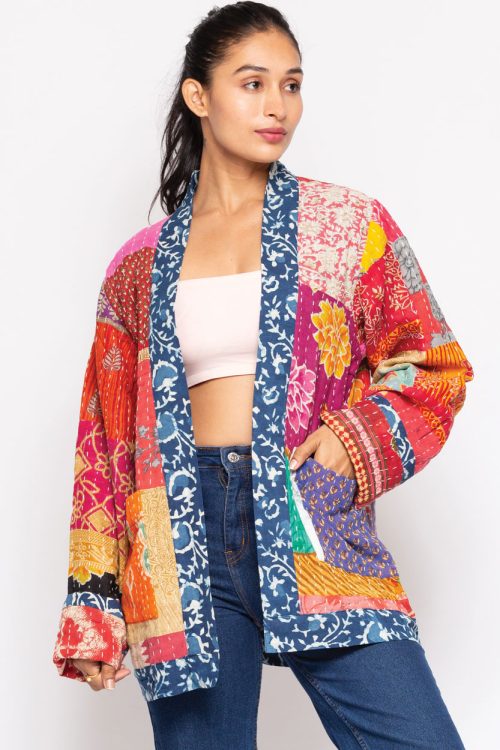 Reversible Kantha Quilted Sari Jacket