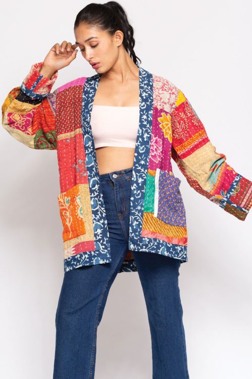 Reversible Kantha Quilted Sari Jacket