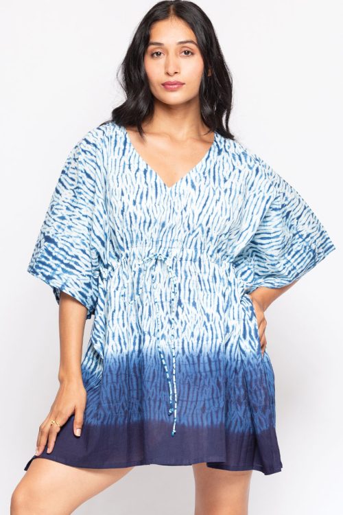 Blue Shibori Caftan Top