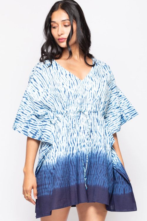 Blue Shibori Caftan Top