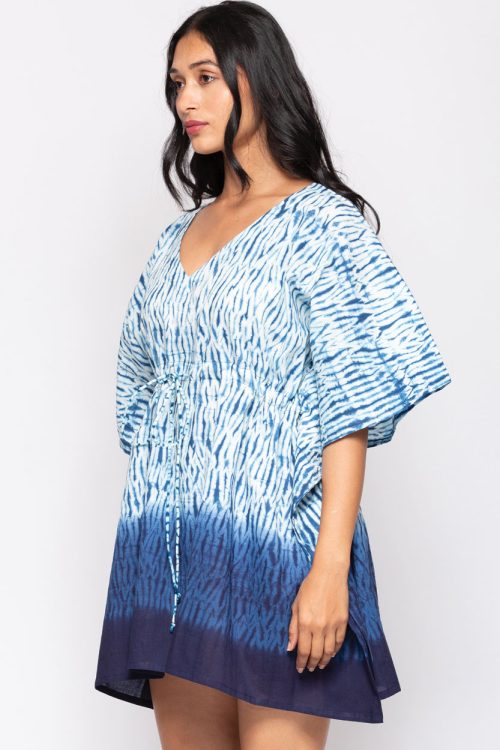 Blue Shibori Caftan Top