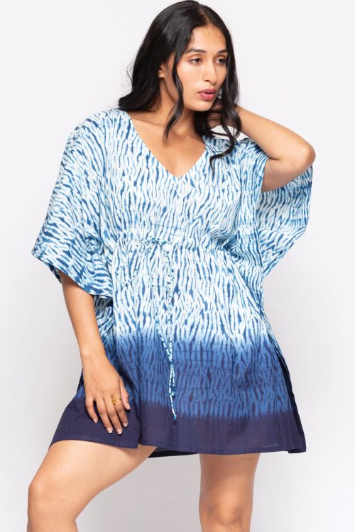 Blue Shibori Caftan Top