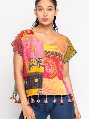 Cotton Kantha Crop Top