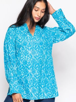 Jaya Turquoise Cotton Tunic Top