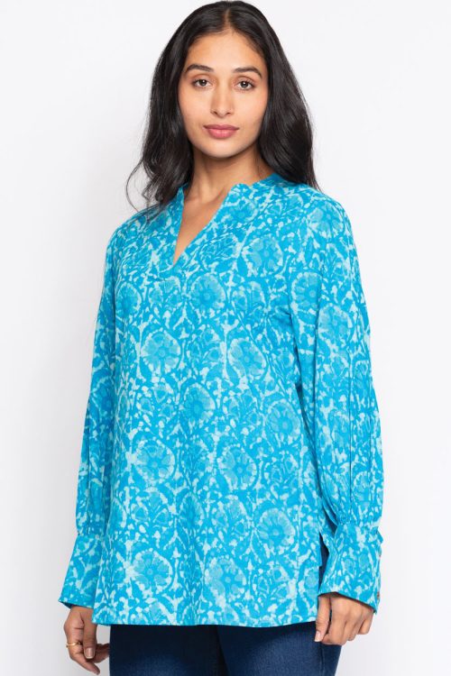 Jaya Turquoise Cotton Tunic Top