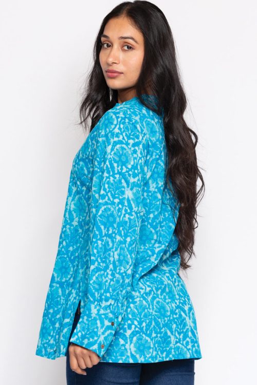 Jaya Turquoise Cotton Tunic Top